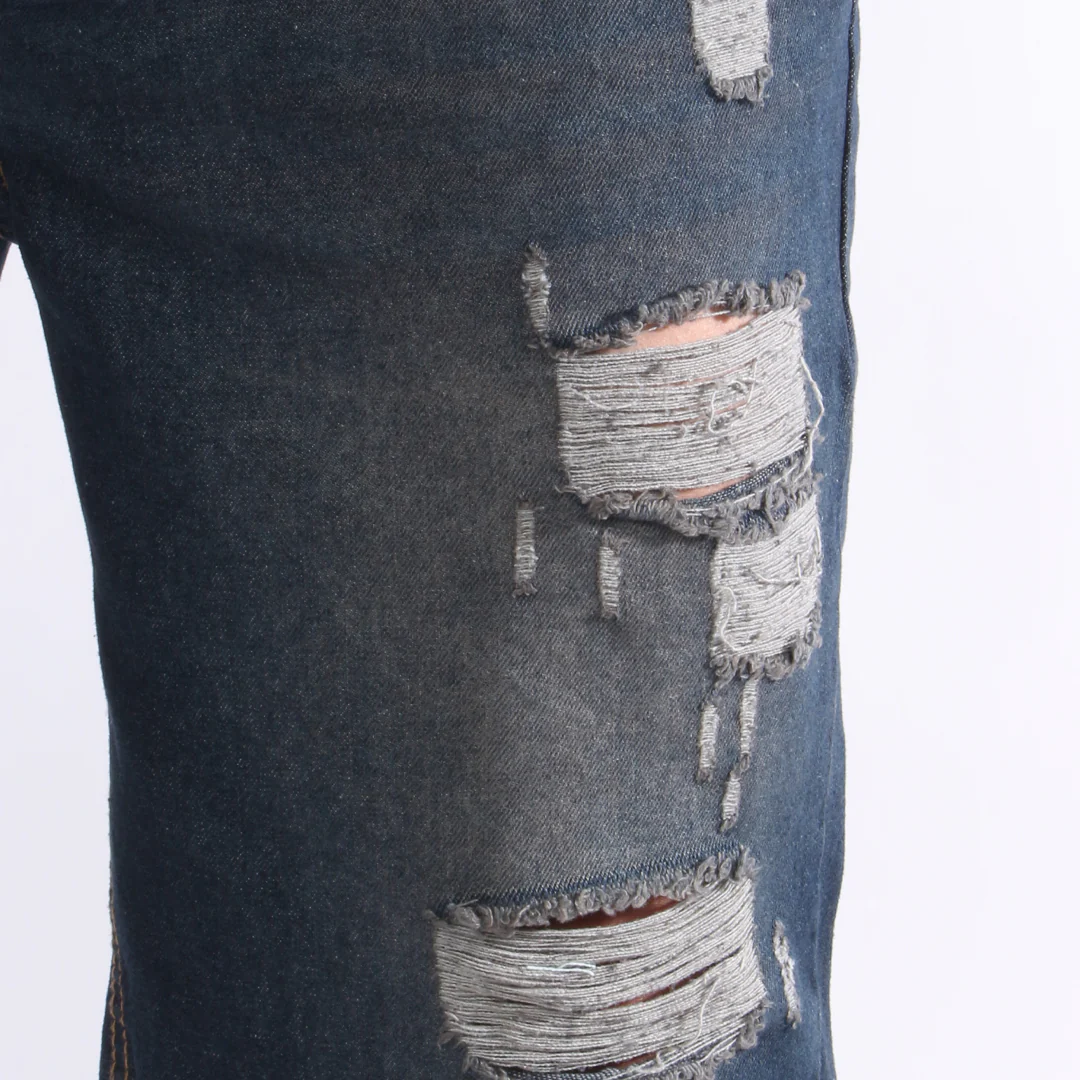 Bermuda de Jean Rígida | Denim Resistente con Detalles Desgastados - Image 3