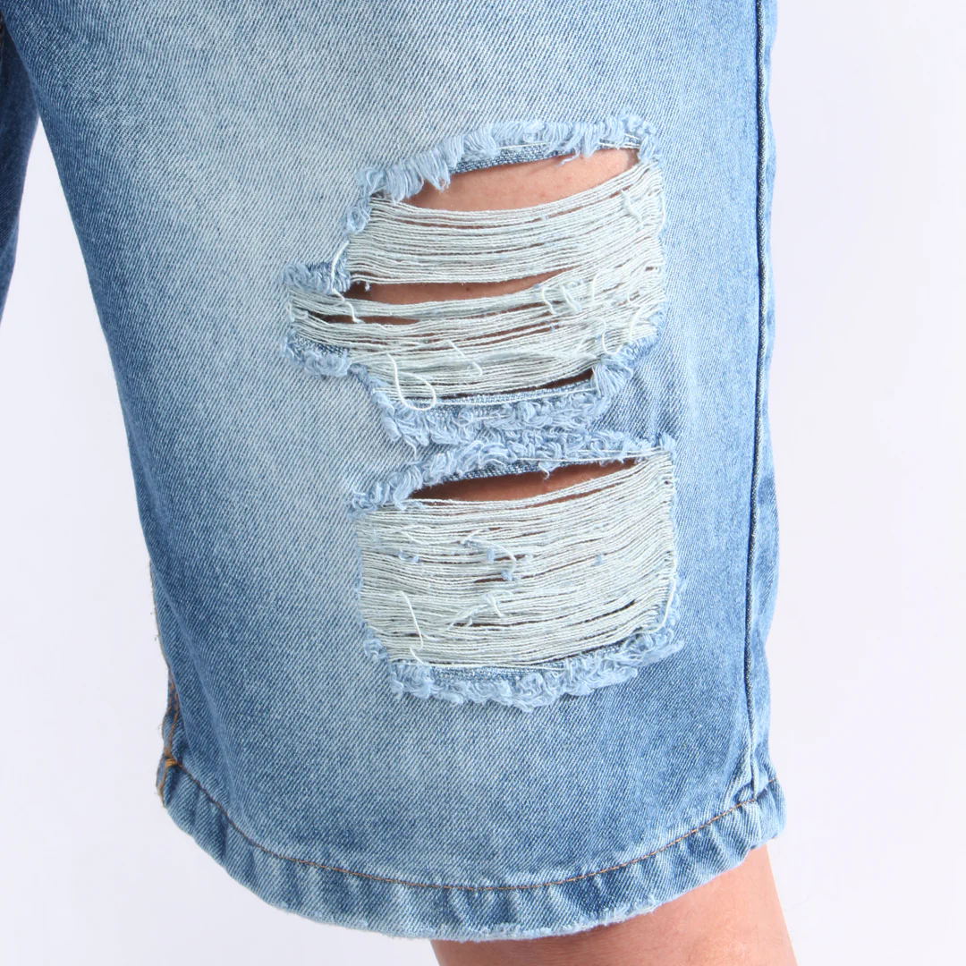 Bermuda de Jean Rígida | Denim Resistente con Detalles Desgastados - Image 3