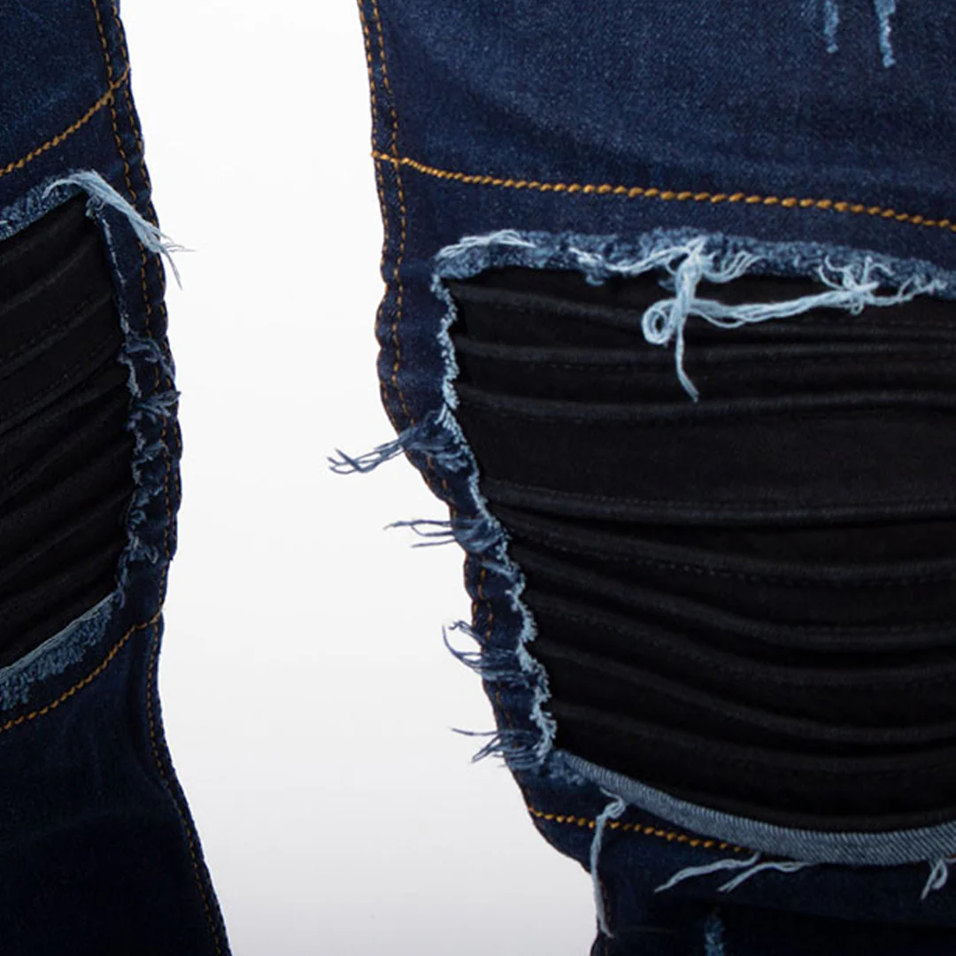 Skinny Jean | Azul Industrial con Parche en Rodillas CL2164 - Image 3