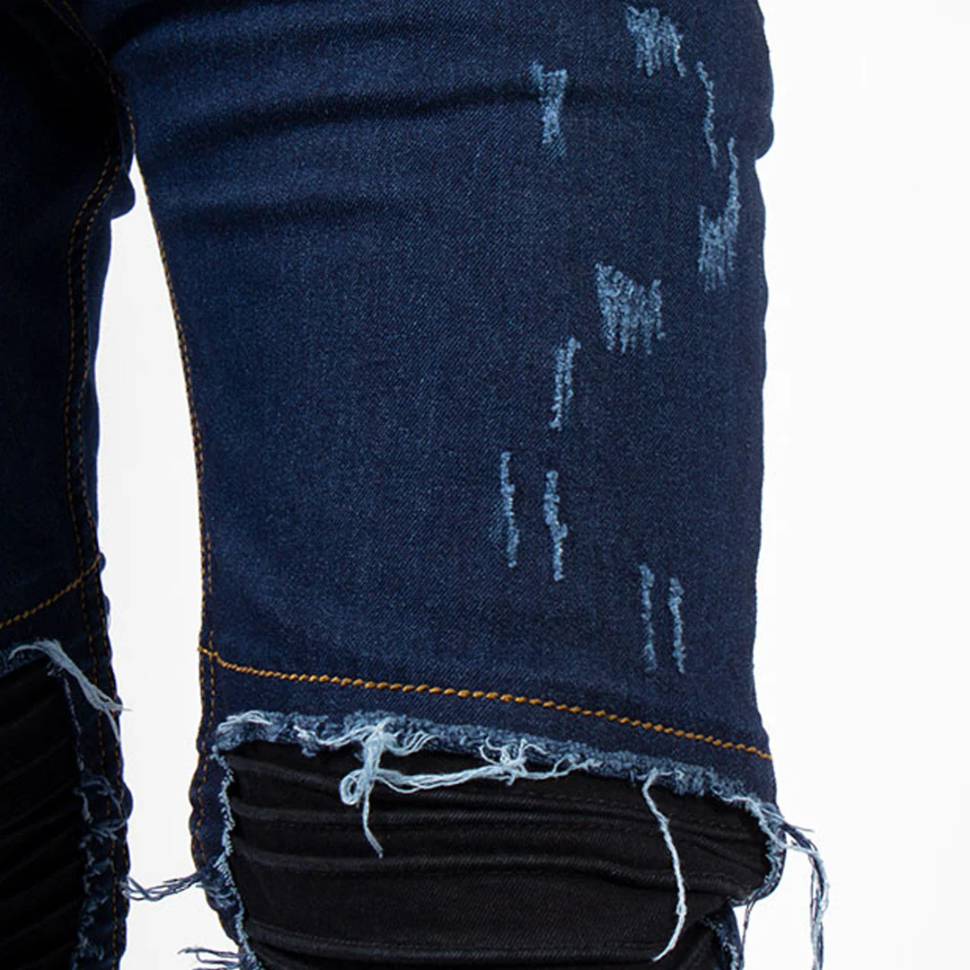 Skinny Jean | Azul Industrial con Parche en Rodillas CL2164 - Image 4