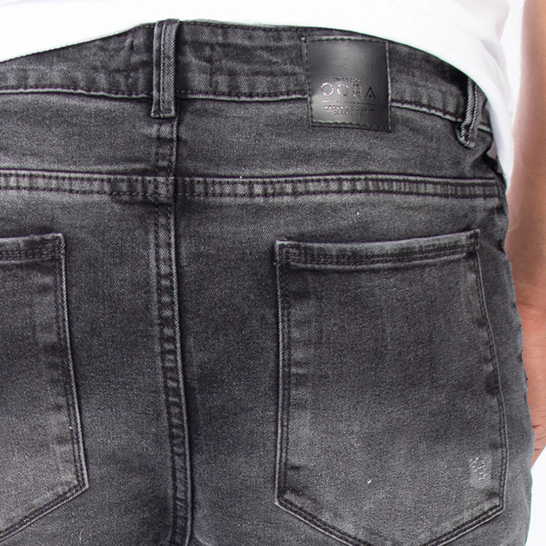 Skinny Jean | Gris Oscuro con Parche en Rodilla CL2194 - Image 3